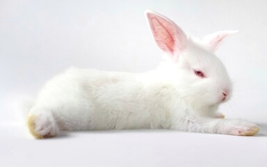 white rabbit on white background