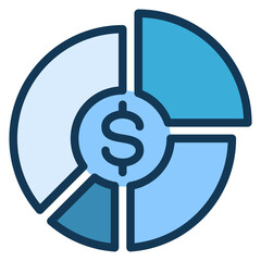 Budget Pie Blue Colour Icon