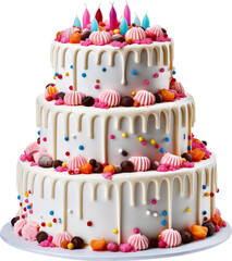 Birthday cake isolated on transparent background. PNG