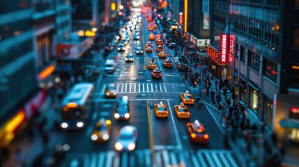 Out of focus with multiple overlapping exposures of a busy city street. Cars traffic motion 