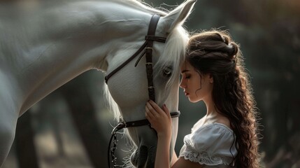 Young woman and white horse The connection between a human and an animal is my favorite kind of connection.