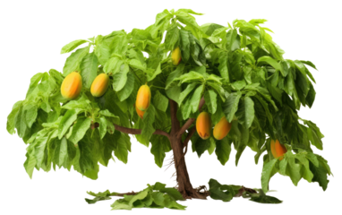 Home Gardening with the Perfect Papaya Tree and Tropical Bounty on a White or Clear Surface PNG Transparent Background.