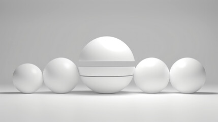 Minimalist background design with futuristic white sphere on light background. Generative AI