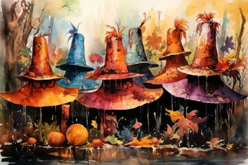 Enchanted storyteller's hats, imbued with the ability to bring tales to life - Generative AI - obrazy, fototapety, plakaty