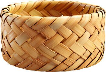Bamboo basket isolated on transparent background. PNG - obrazy, fototapety, plakaty