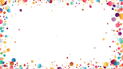 Colorful confetti border frame repeat pattern isolated on transparent background. PNG