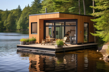 Obraz premium house in the woods. Generative Ai