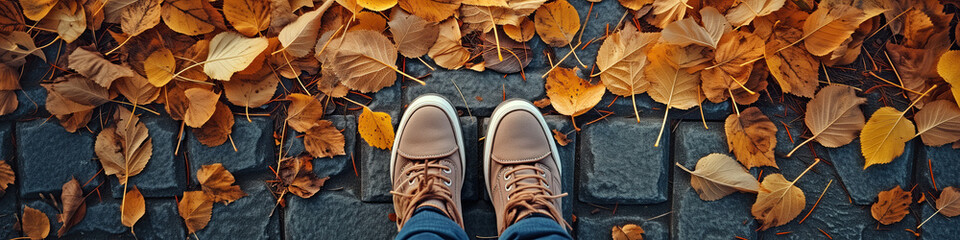 feet and autumn leaves 
