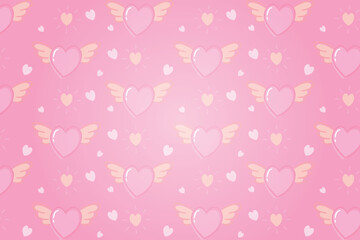 Vector love heart pattern, vector hand drawn Valentine's Day pattern, Valentine's Day background.