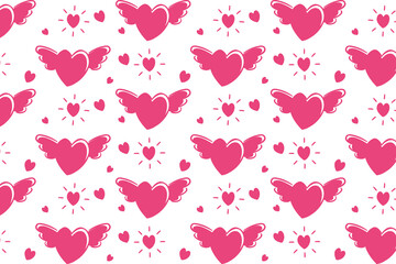 Vector love heart pattern, vector hand drawn Valentine's Day pattern, Valentine's Day background.