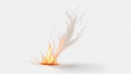 White flame magic fire on white background
