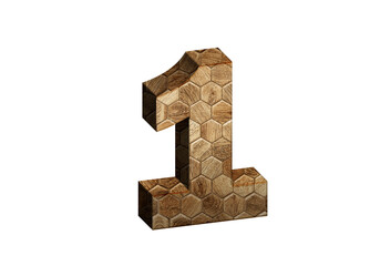 3d Wood Numbers, Alphabet number One made of wood material, high-resolution image of 3d font, ready to use for graphic design purposes