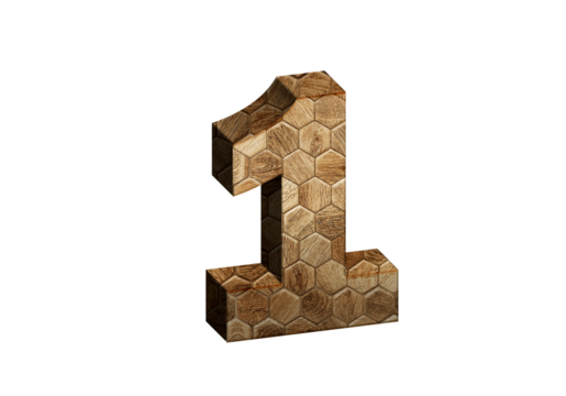 3d Wood Numbers, Alphabet number One made of wood material, high-resolution image of 3d font, ready to use for graphic design purposes