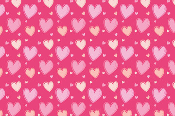 Vector love heart pattern, vector hand drawn Valentine's Day pattern, Valentine's Day background.