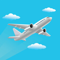 Fototapeta na wymiar Vector illustration of Airplane on blue sky background