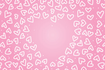 Vector love heart pattern, vector hand drawn Valentine's Day pattern, Valentine's Day background.