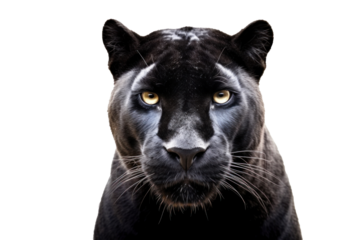 A black panther isolated on a transparent background.
