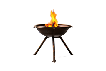 A camping fire pit tripod isolated on a transparent background.