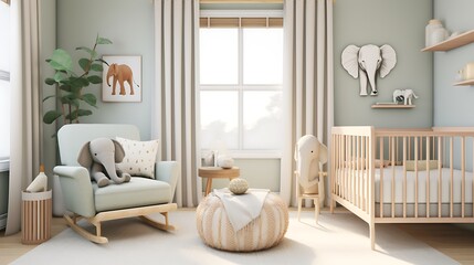 A gender-neutral nursery with soft colors and versatile decor.