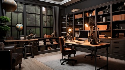 A home office with a theme that reflects your profession or industry.