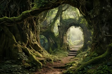 Whispering enchanted forests, where the trees share secrets and ancient wisdom - Generative AI - obrazy, fototapety, plakaty