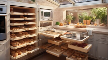 A kitchen with a dedicated baking station.