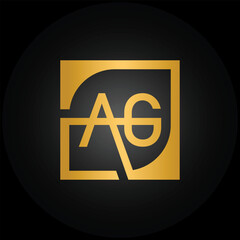 AG Logo Design Template Vector With Square Background.