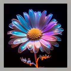 Generative AI Daisy wild Flower neon Color illustration photo