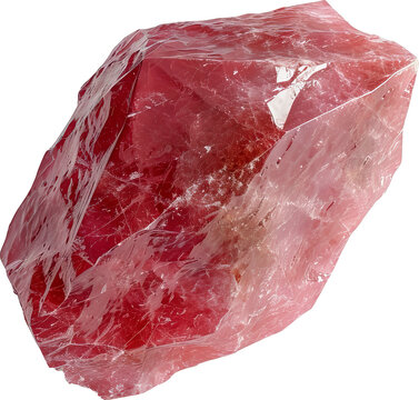 Strawberry quartz stone isolated on transparent background. PNG