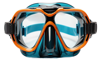 Exploring Ocean Depths with a Comfortable and Functional Snorkel Mask on a White or Clear Surface PNG Transparent Background.
