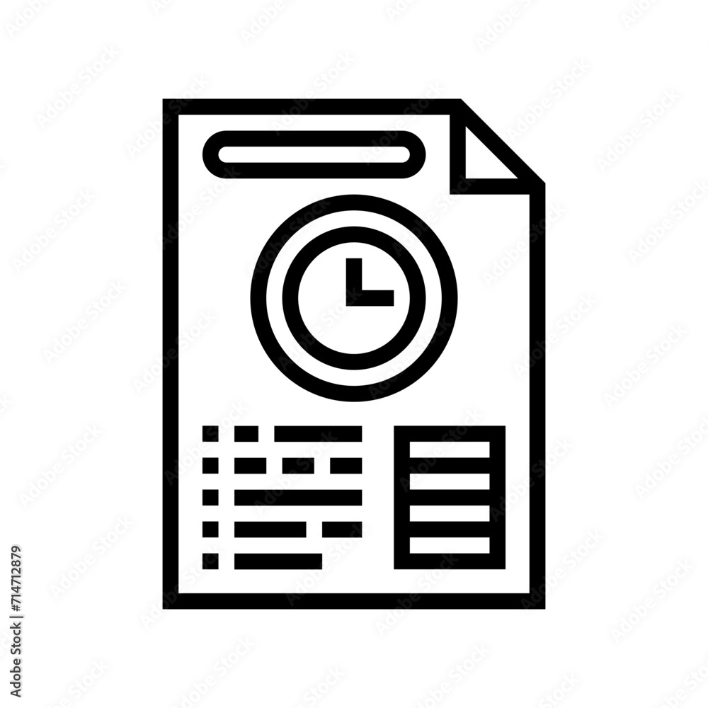 Poster audit time management line icon vector. audit time management sign. isolated contour symbol black il