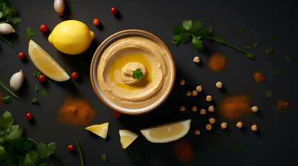 Creamy and smooth hummus, a popular dip for breaking the fast with pita bread