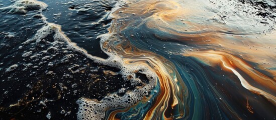 oil waste spilling in photos - obrazy, fototapety, plakaty