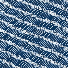 Japanese style nature seamless pattern blue and white color theme