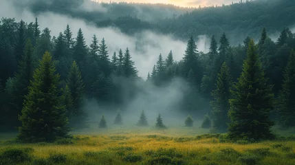 Papier Peint photo Forêt dans le brouillard beautiful breathtaking landscape photography with serene nature view for 16:9 widescreen wallpapers