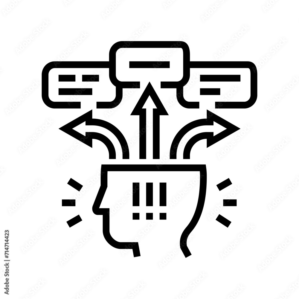 Poster decision fatigue time management line icon vector. decision fatigue time management sign. isolated c