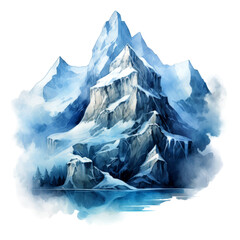 mountain ice watercolor illustration artwork for sublimation print and poster design