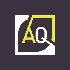 AQ Logo Design Template Vector With Square Background.