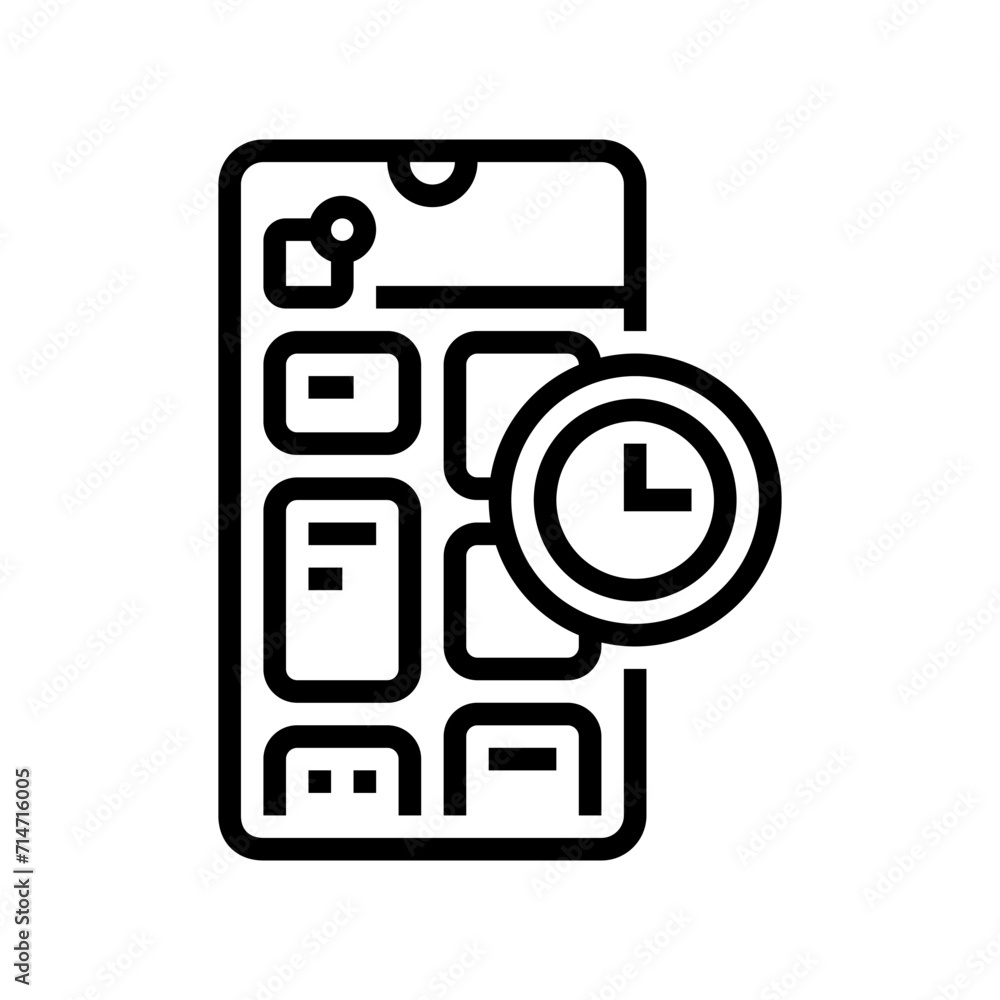 Poster blocking app time management line icon vector. blocking app time management sign. isolated contour s