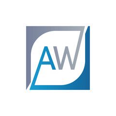 AW Logo Design Template Vector With Square Background.
