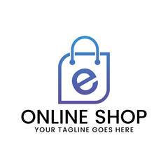 online shop logo, e-commerce vector template