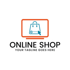 online shop logo, e-commerce vector template