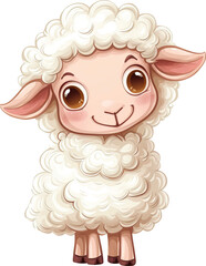 Fototapeta premium Cute sheep illustration isolated on transparent background. PNG