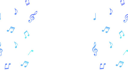 流れる音符のイラスト　背景白色