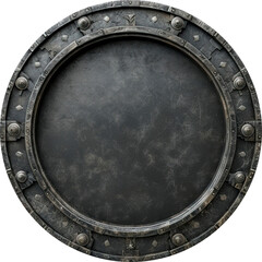 Iron plate, steel plate, iron base, iron podium steel shield isolated on transparent background. PNG
