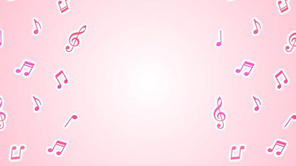 流れる音符のイラスト　背景グラデーション