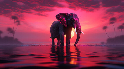 An elephant Beautiful picture Generative AI - obrazy, fototapety, plakaty