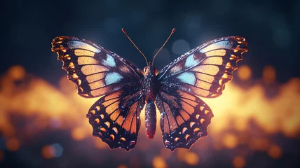 Foto op Canvas A cute butterfly filament blurred background of lights ai generative photo © Sikha