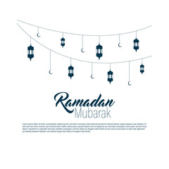 Ramadan Mubarak Banner Template On White Background Vector Design.