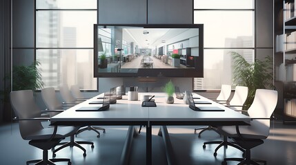 A video conferencing setup for virtual meetings.